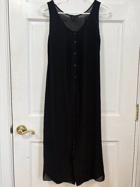 HATCH Dress Black Sleeveless Tank Sheer Layers Tie Front Maternity Summer S 1